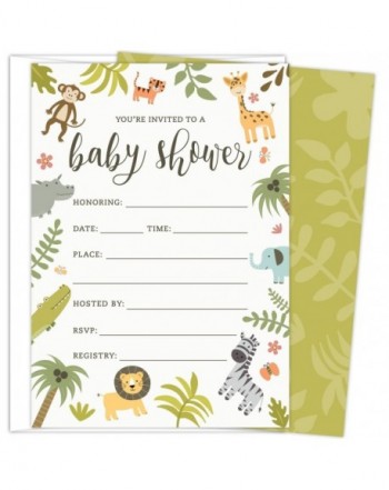 Invitations Envelopes Giraffe Elephant Printed