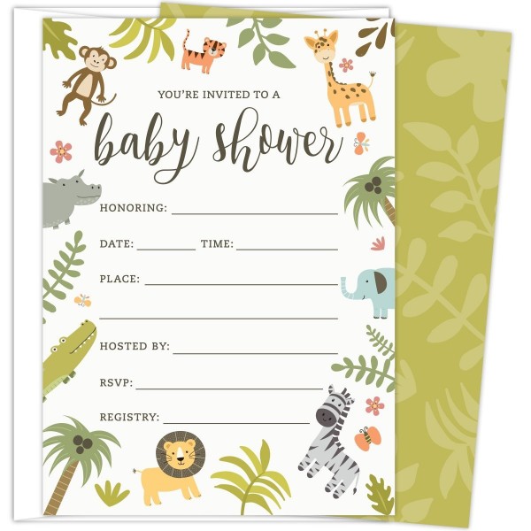 Invitations Envelopes Giraffe Elephant Printed