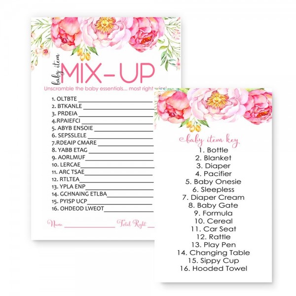 Floral Baby Shower Word Scramble