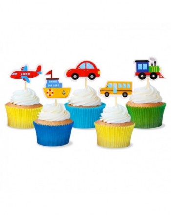 Transportation Cupcake Toppers Birthday Decorations