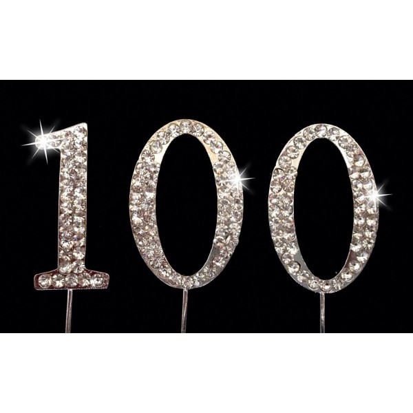 100th Cake Topper Sparkling Rhinestone