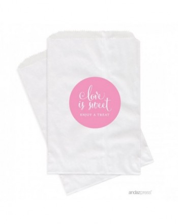 Dessert Table Party Favor Bags - Love is Sweet Enjoy a Treat - Pink ...