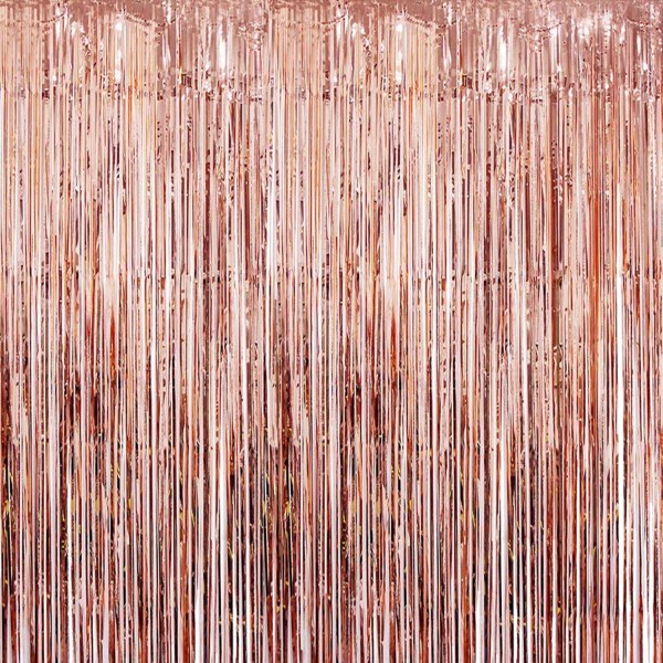 Real Rose Gold Foil Fringe Curtain - Beautiful Metallic Tinsel Rose ...