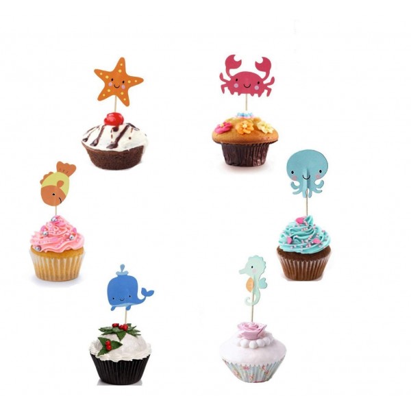Antallcky Cupcake Starfish Toppers birthday