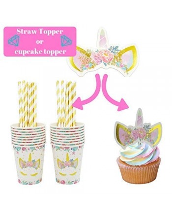 Napkins Includes Straw Decorations Serves 16 and Banner Plates or Baby Shower By Party Supplies Land Straws Cups Unicorn Party Supplies Set Perfect For Your Little Girl/’s Birthday Party