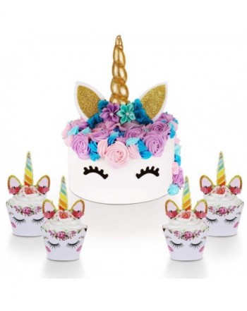 Unicorn Eyelashes Cupcake Toppers Wrappers