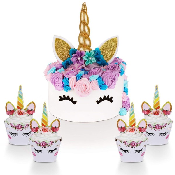 Unicorn Eyelashes Cupcake Toppers Wrappers