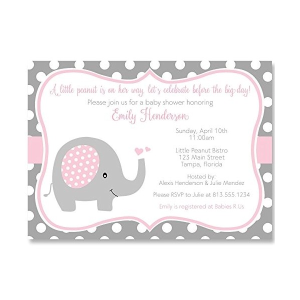 Elephant Invitations Sprinkle Printed Envelopes