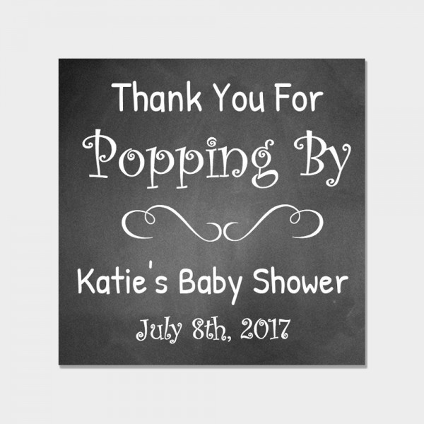 Personalized Square Popping Shower Stickers