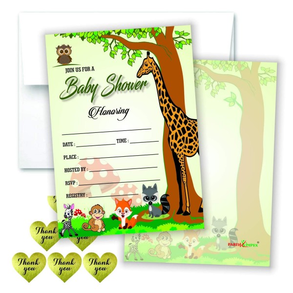 Woodland Invitations Envelopes Stickers Neutral