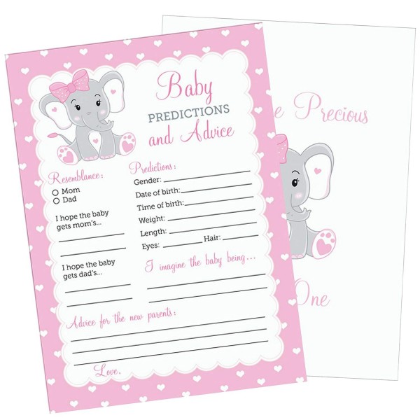 Pink Elephant Baby Shower Games For Girl Baby Shower Wishes And Advice Cards Cute Shower Party Game 25 Count Cu18g3uumzy