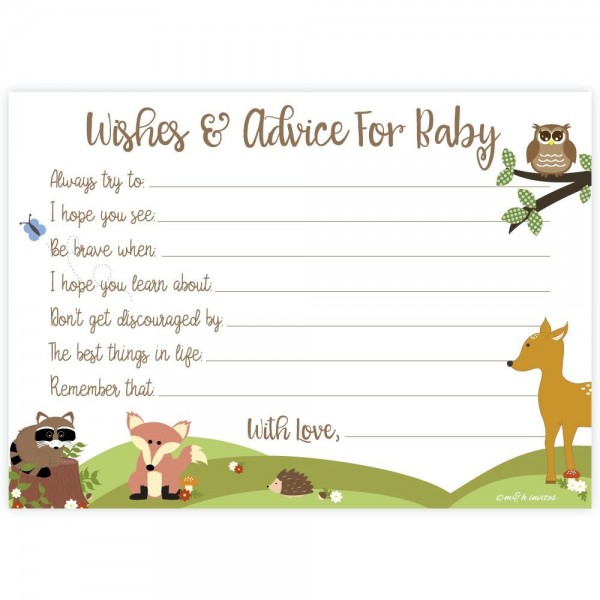 Woodland Shower Wishes Advice Cards