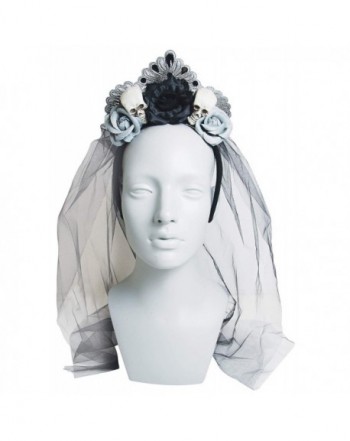 Gothic Halloween Headband Skulls Roses