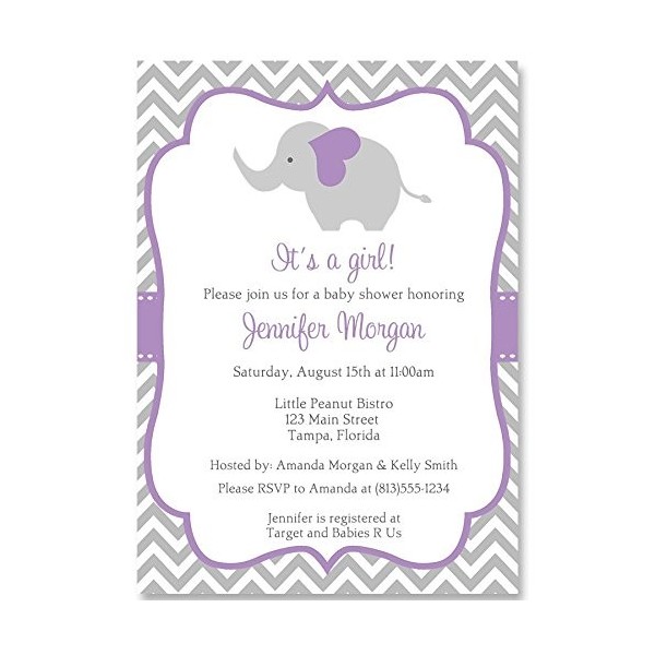 Elephant Invitations Chevron Personalized Envelopes