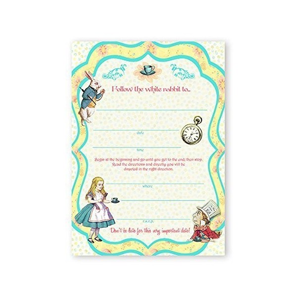 Alice Wonderland 10 Invitations Envelopes