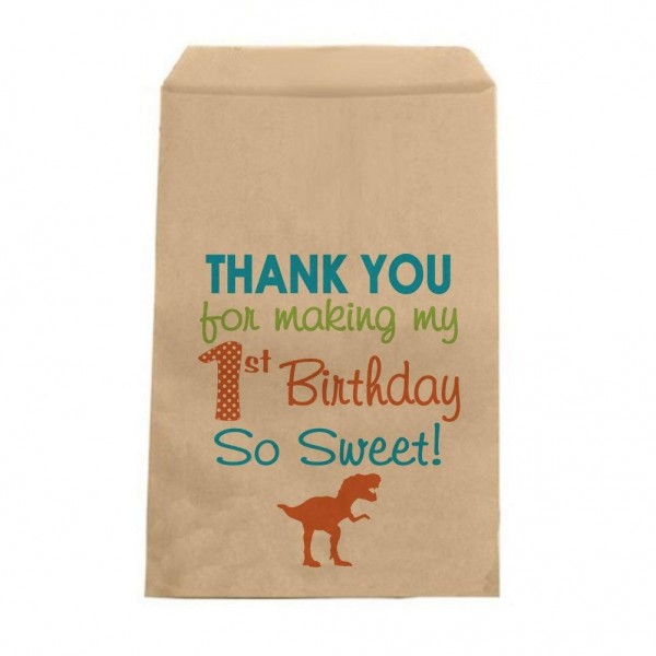 Dinosaur Birthday Candy Bags Thank