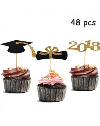48pcs Graduation Cupcake Toppers Decorations