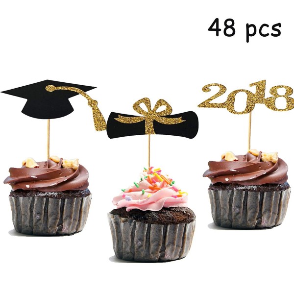 48pcs Graduation Cupcake Toppers Decorations