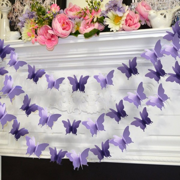 Butterfly Hanging Garland 3D Paper Bunting Banner Party Decorations ...