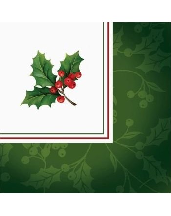 Conventional Holly Christmas Beverage Napkins