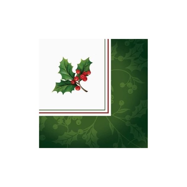 Conventional Holly Christmas Beverage Napkins