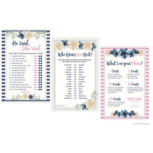 Bridal Shower Games Collection 50 Sheets