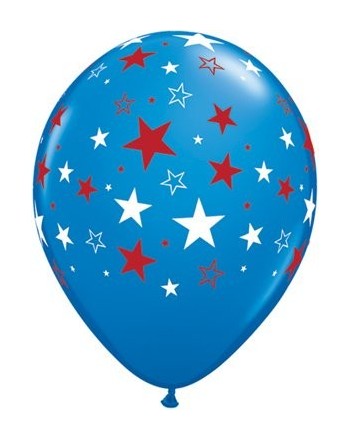 Patriotic Blue Stars Latex Balloons