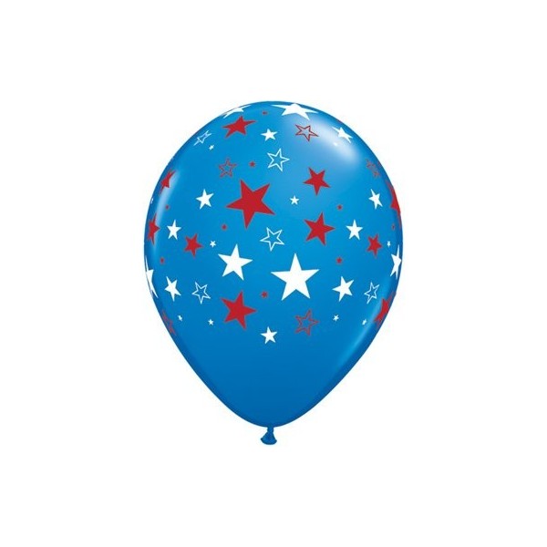 Patriotic Blue Stars Latex Balloons