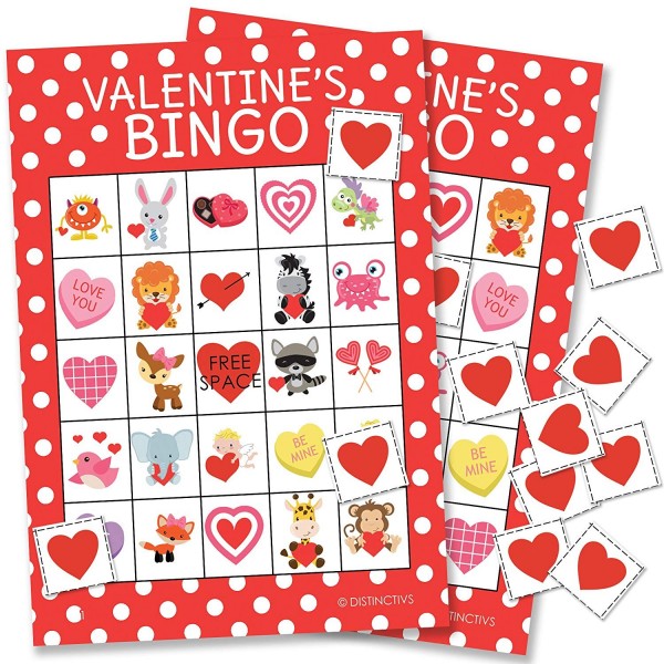 DISTINCTIVS Valentines Bingo Game Kids
