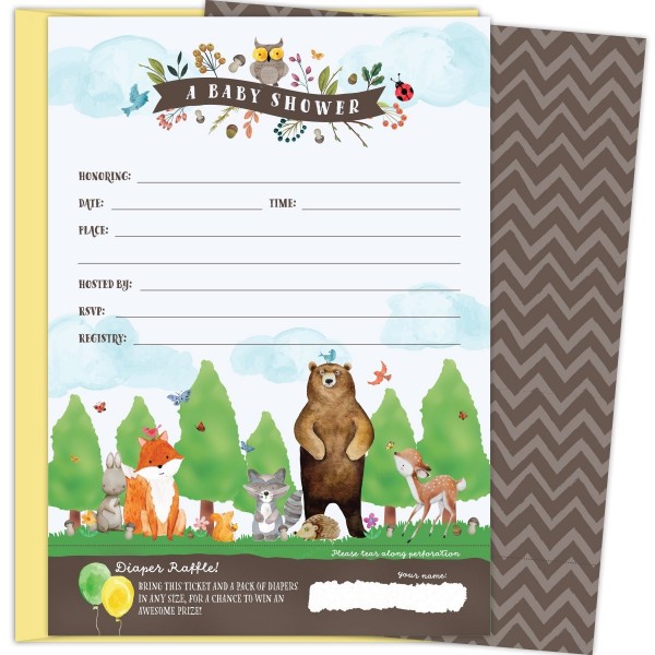 KokoPaperCo Woodland Invitations Tear off Envelopes