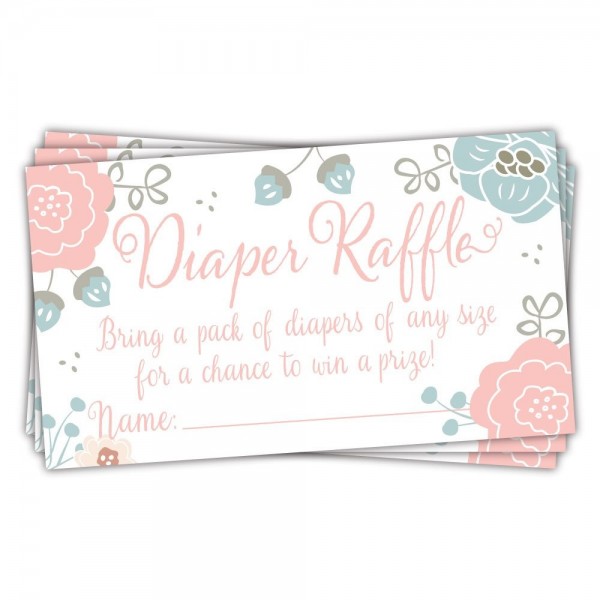 Charming Floral Diaper Raffle Tickets